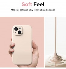 Husa pentru iPhone 15 Plus - Ringke Silicone Magnetic - Roz Sand