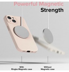 Husa pentru iPhone 15 Plus - Ringke Silicone Magnetic - Roz Sand