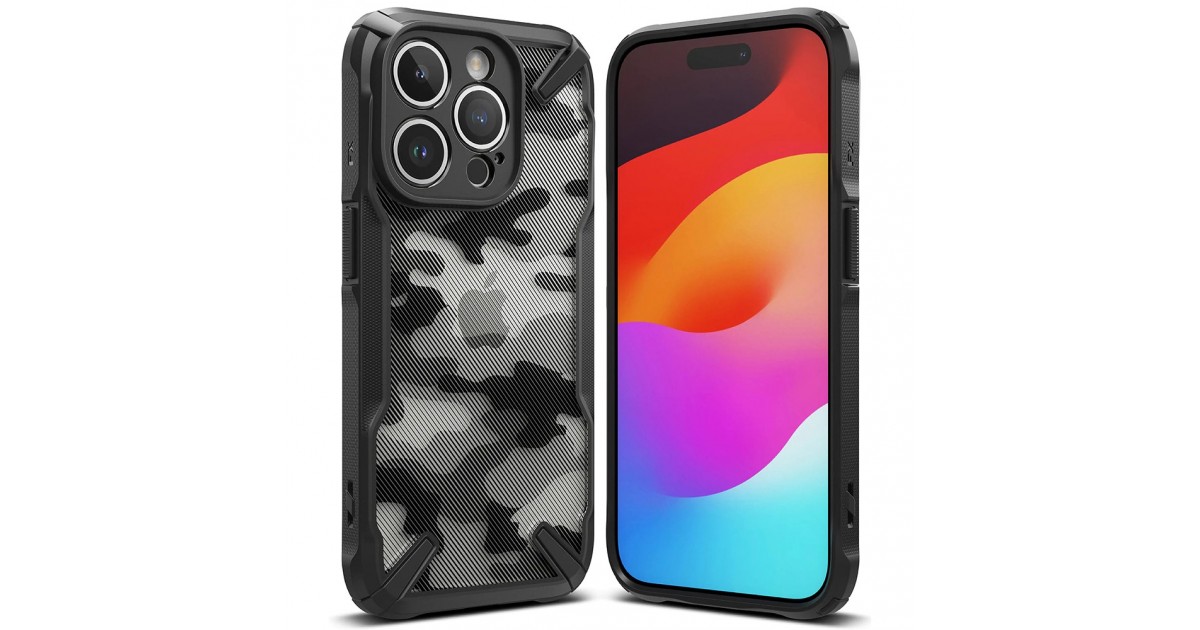 Husa pentru iPhone 15 Pro Max - Ringke Fusion X Design - Camo Neagra