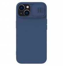 Husa pentru iPhone 15 Plus - Nillkin CamShield Silky MagSafe Silicone - Midnight Albastra