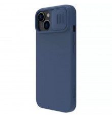 Husa pentru iPhone 15 Plus - Nillkin CamShield Silky MagSafe Silicone - Midnight Albastra