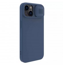 Husa pentru iPhone 15 Plus - Nillkin CamShield Silky MagSafe Silicone - Midnight Albastra