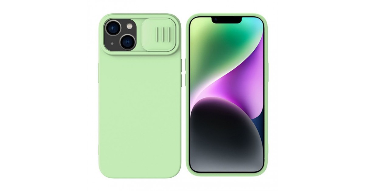 Husa pentru iPhone 15 Plus - Nillkin CamShield Silky MagSafe Silicone - Verde menta Verde