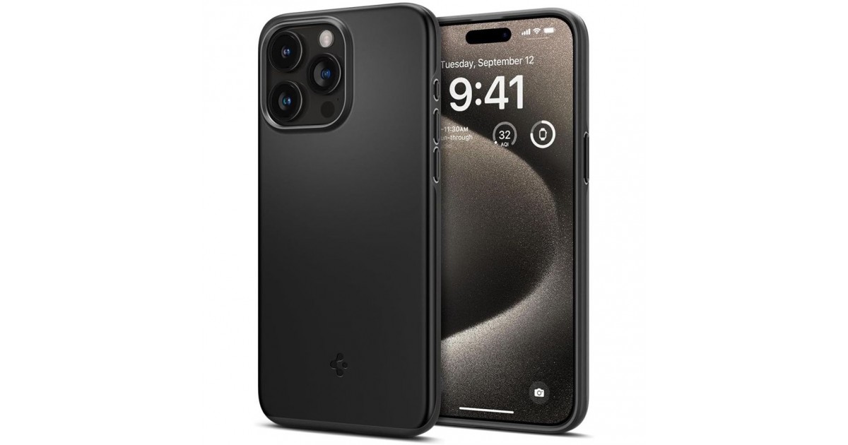 Husa pentru iPhone 15 Pro Max - Spigen Thin Fit - Neagra