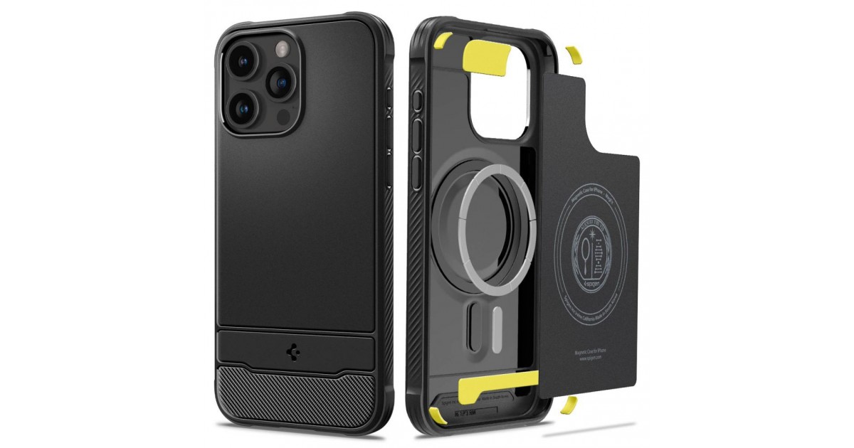 Husa pentru iPhone 15 Pro Max - Spigen Rugged Armor MagSafe - Neagra