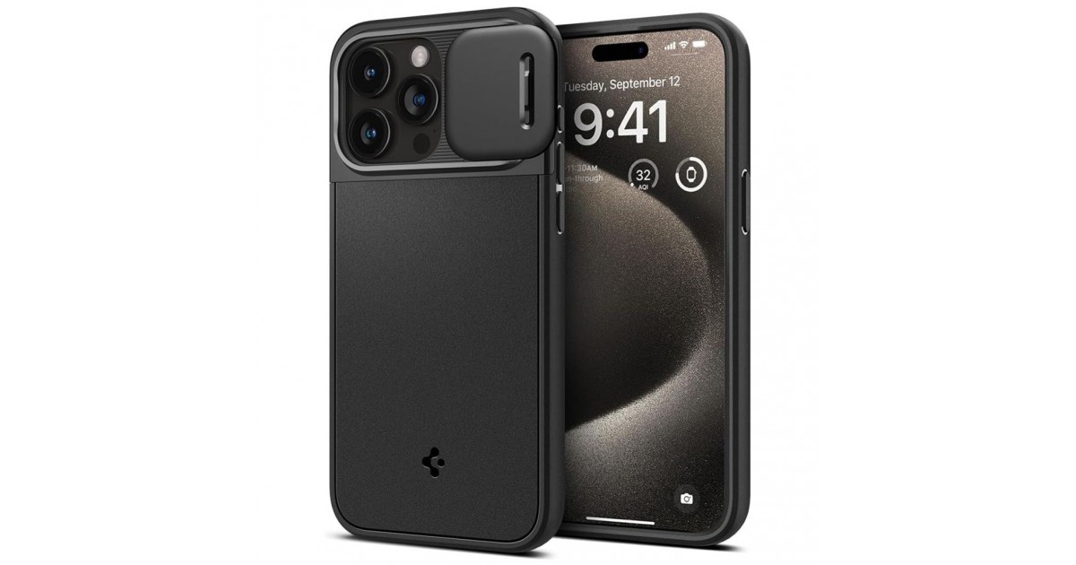 Husa iPhone 15 Pro Max - Spigen Optik Armor - Neagra