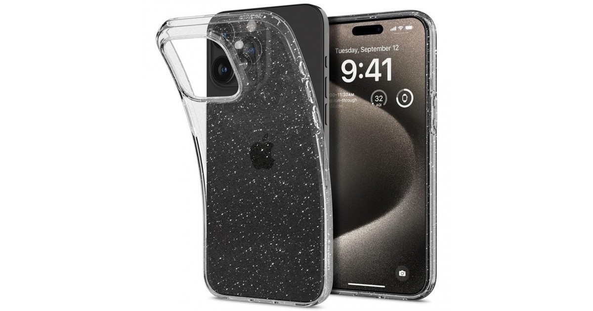 Huse pentru iPhone 15 Pro Max - Spigen Liquid Crystal Glitter - Crystal Quartz