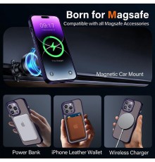 Husa pentru iPhone 15 Plus - Techsuit MagSafe Ghost Holder Series - Matte Albastra