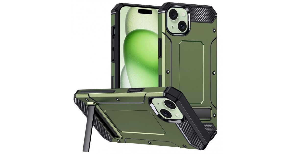 Husa pentru iPhone 15 - Techsuit Hybrid Armor Kickstand - Verde