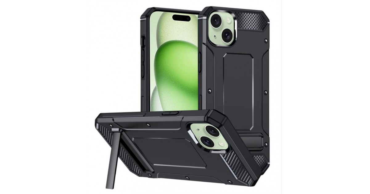 Husa pentru iPhone 15 Plus - Techsuit Hybrid Armor Kickstand - Neagra