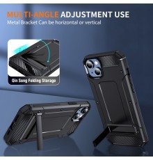 Husa pentru iPhone 15 Plus - Techsuit Hybrid Armor Kickstand - Neagra