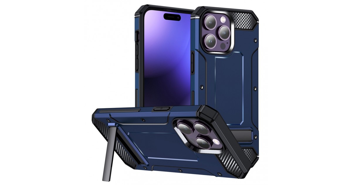 Husa pentru iPhone 15 Pro - Techsuit Hybrid Armor Kickstand - Albastra