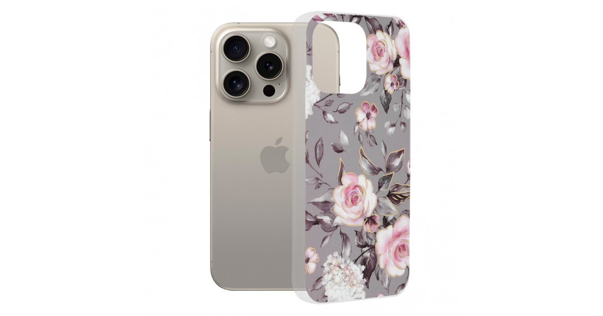 Husa pentru iPhone 15 Pro Max - Techsuit Marble Series - Bloom of Ruth Gray