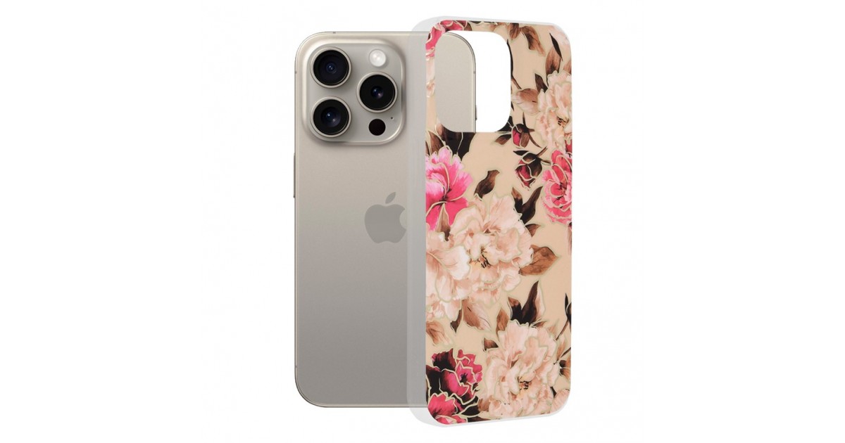 Husa pentru iPhone 15 Pro Max - Techsuit Marble Series - Mary Berry Nude