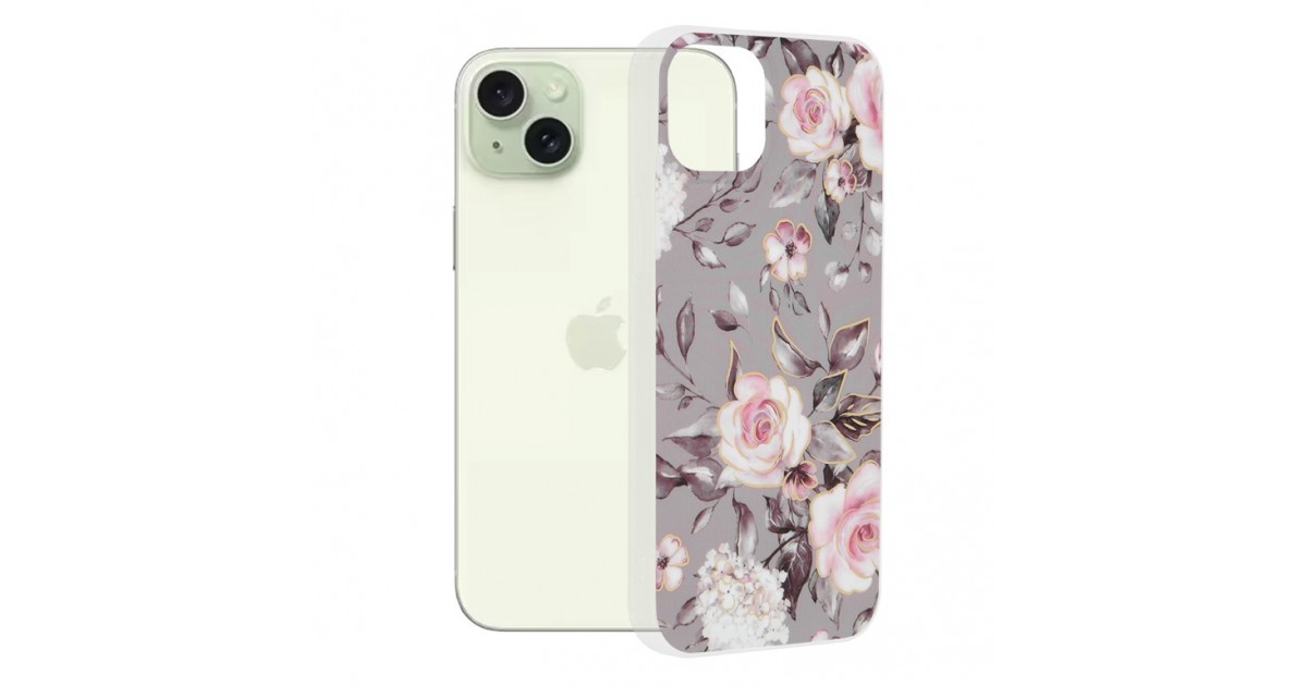 Husa pentru iPhone 15 Plus - Techsuit Marble Series - Bloom of Ruth Gray