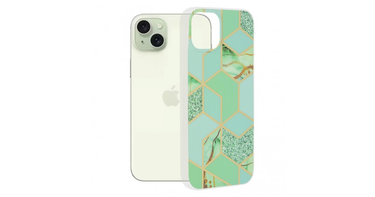 Husa pentru iPhone 15 Plus - Techsuit Marble Series - Verde Hex