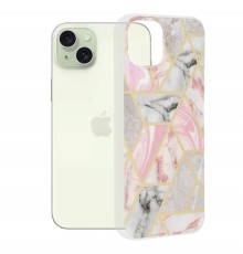 Husa pentru iPhone 15 Plus - Techsuit Marble Series - Roz Hex