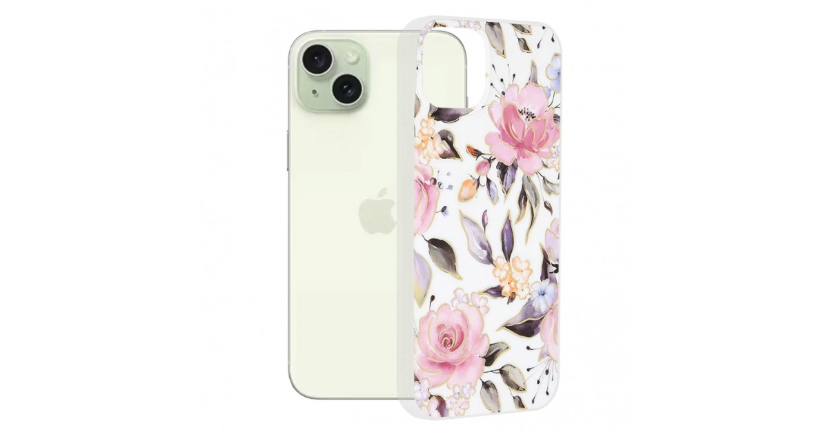 Husa pentru iPhone 15 Plus - Techsuit Marble Series - Chloe Alba