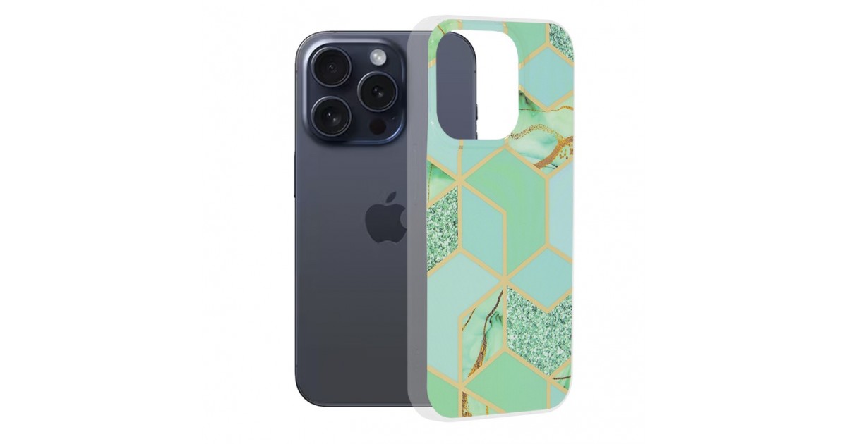 Husa pentru iPhone 15 Pro - Techsuit Marble Series - Verde Hex