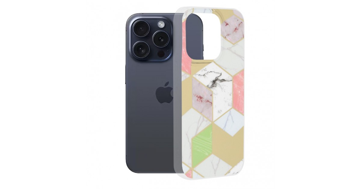 Husa pentru iPhone 15 Pro - Techsuit Marble Series - Mov Hex