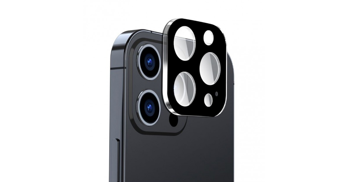 Folie Camera pentru iPhone 15 Pro / 15 Pro Max - Techsuit Full Camera Glass - Negru