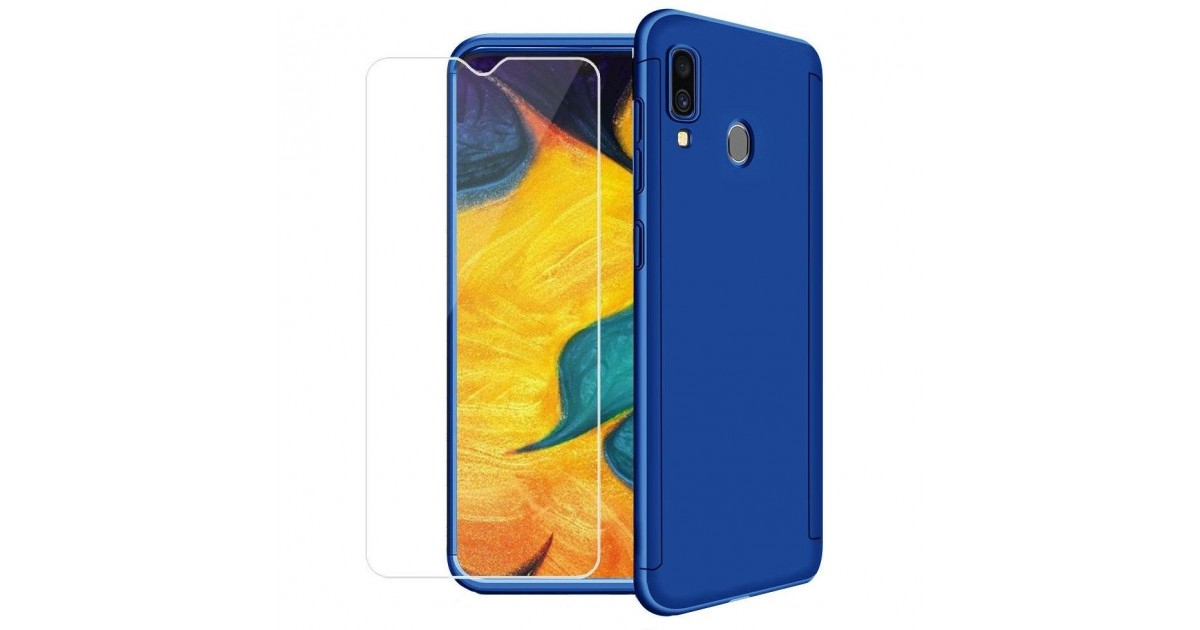 Husa 360 Protectie Totala Fata Spate pentru Samsung Galaxy A40 , Dark Blue