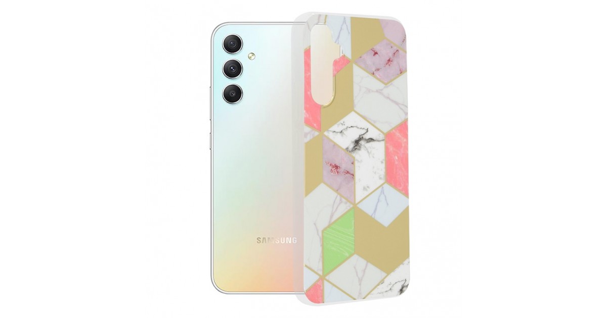 Husa pentru Samsung Galaxy A34 5G - Techsuit Marble Series - Mov Hex