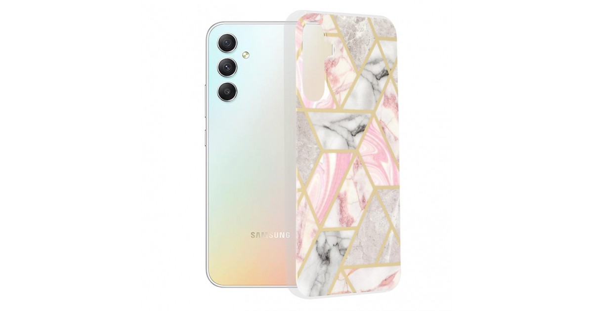 Husa pentru Samsung Galaxy A34 5G - Techsuit Marble Series - Roz Hex