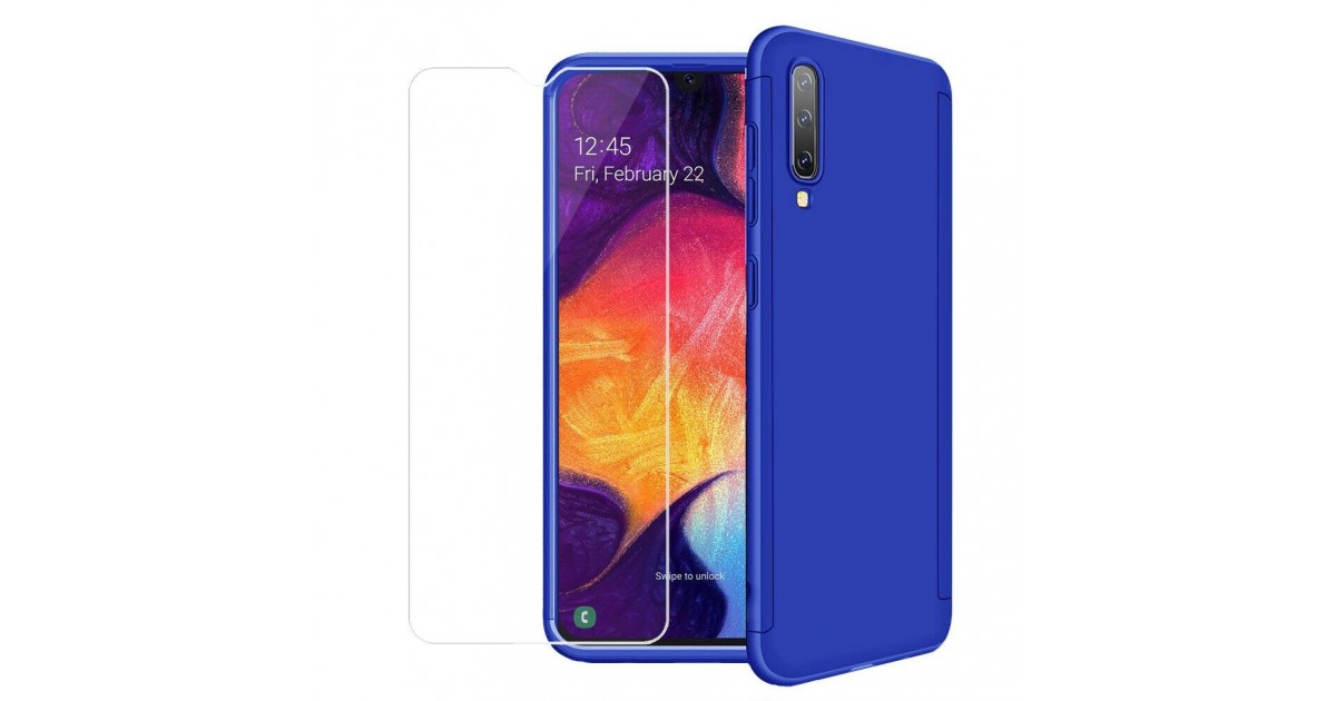 Husa 360 Protectie Totala Fata Spate pentru Samsung Galaxy A70 , Dark Blue