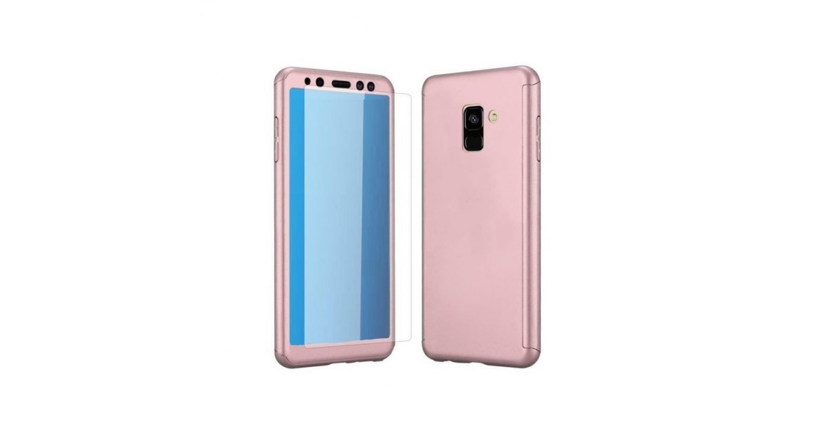 Husa 360 Protectie Totala Fata Spate pentru Samsung Galaxy A8+ Plus (2018) , Rose Gold