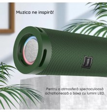 Boxa portabila Hoco Wireless (HC9 Dazzling pulse), cu lumina ambientala, Bluetooth 5.1, 2x5W, Gri