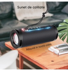 Boxa portabila Hoco Wireless (HC9 Dazzling pulse), cu lumina ambientala, Bluetooth 5.1, 2x5W, Gri