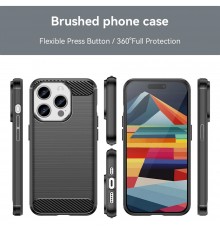 Husa pentru iPhone 15 Pro Max - Techsuit Carbon Silicone - Neagra