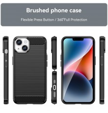 Husa pentru iPhone 15 Plus - Techsuit Carbon Silicone - Neagra