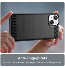 Husa pentru iPhone 15 - Techsuit Carbon Silicone - Neagra