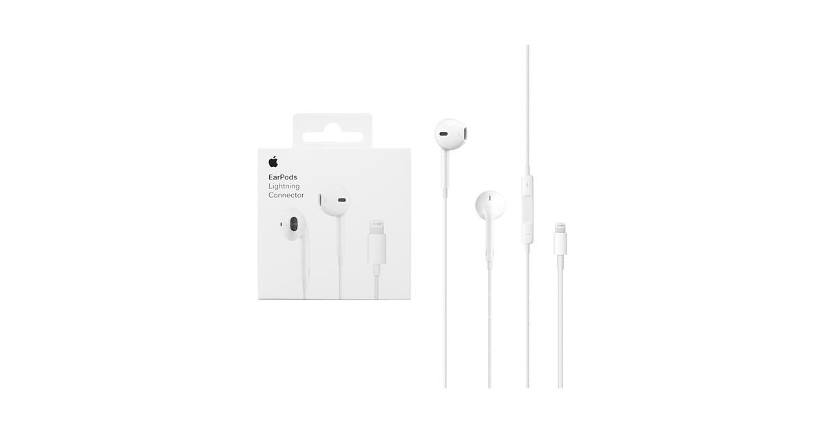 Casti Apple - Original Wired Earphones (MMTN2ZM/A) - Lightning, In-Ear, Microphone, Volume Control, 1.2m - Alb (Blister Packing)