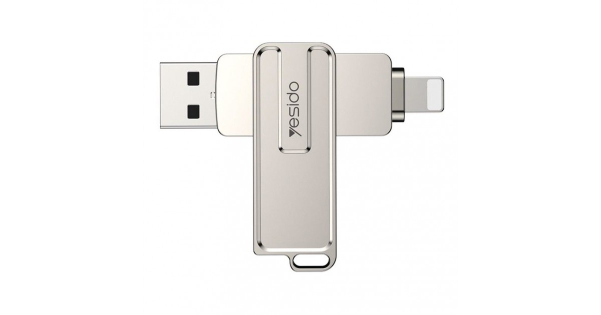 Yesido - Memory Stick (FL16) - OTG, USB, Lightning, 5Gbps, 256GB - Argintiu