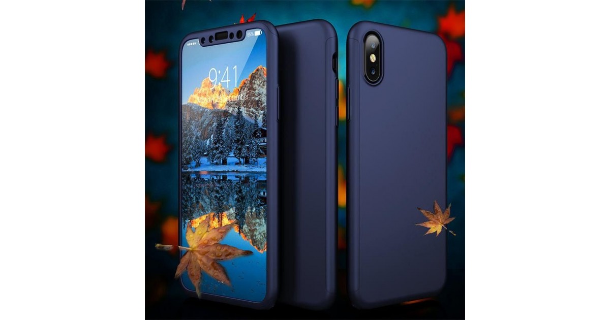 Husa 360 Protectie Totala Fata Spate pentru iPhone XS Max , Dark Blue