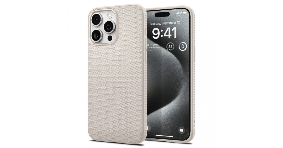 Husa pentru iPhone 15 Pro Max - Spigen Liquid Air - Natural Titanium