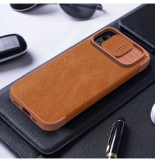 Husa pentru iPhone 15 - Nillkin QIN Leather Case - Maro