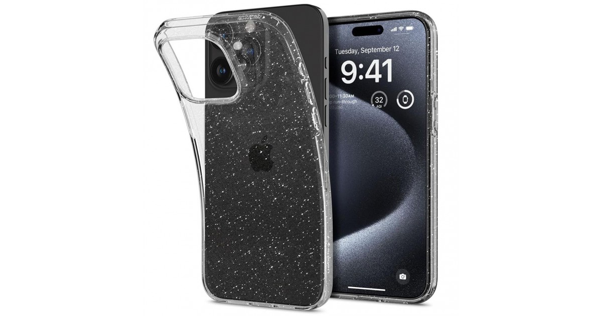 Huse pentru iPhone 15 Pro - Spigen Liquid Crystal Glitter - Crystal Quartz