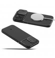 Husa iPhone 15 Pro - Spigen Optik Mag Armor - Neagra