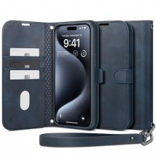 Husa pentru iPhone 15 Pro - Spigen Wallet S Pro - Navy