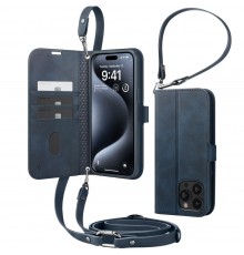 Husa pentru iPhone 15 Pro - Spigen Wallet S Pro - Navy