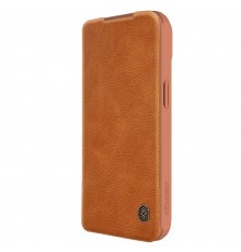 Husa pentru iPhone 15 Plus - Nillkin QIN Leather Case - Maro