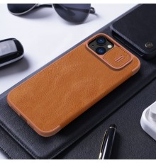 Husa pentru iPhone 15 Plus - Nillkin QIN Leather Case - Maro