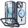 Husa pentru iPhone 15 Plus + Folie - ESR Armor Tough Kickstand HaloLock - Clear Albastra inchisa