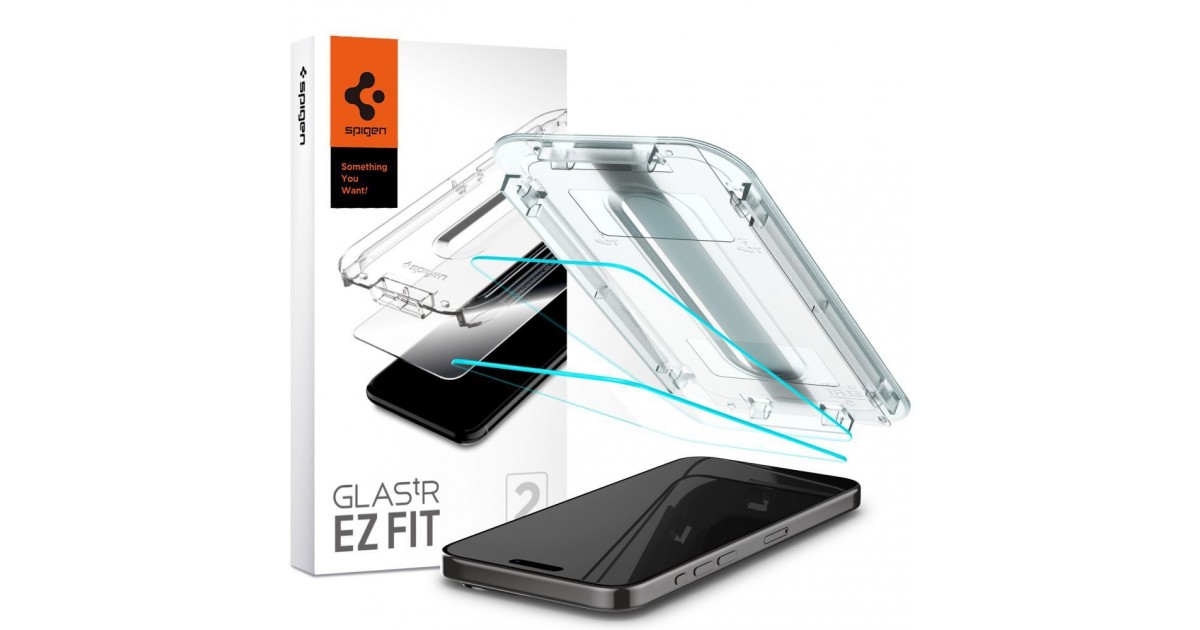 Folie pentru iPhone 15 Pro (set 2) - Spigen Glas.TR EZ FIT - Clear