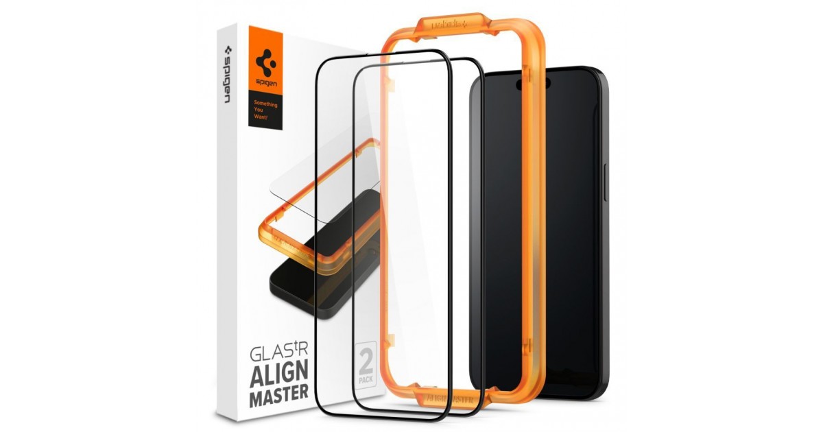 Folie pentru iPhone 15 Pro (set 2) - Spigen Glas.TR Align Master - Negru