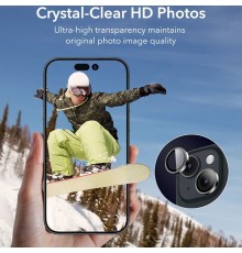Folie Camera pentru iPhone 15 / 15 Plus - ESR Armorite Camera Lens Protectors - Negru